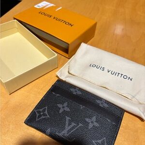 Black monogram card holder